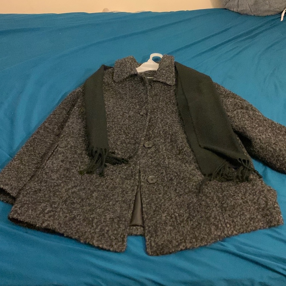 London fog coat with scarf